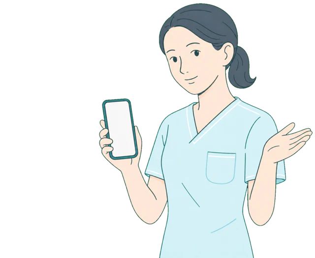 スマートフォンから予約を案内するスタッフのイメージ